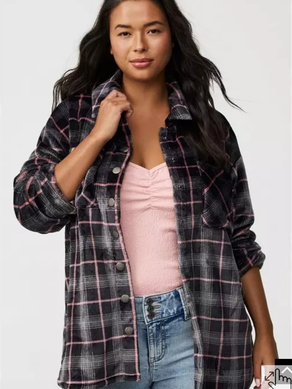 torrid Black & Pink Plaid Shacket
